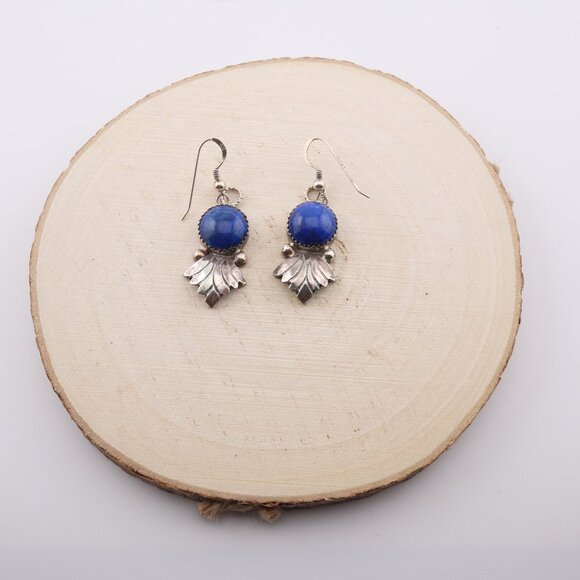 Handcrafted Zuni Lapis Lazuli Necklace and Earrings Set Sterling Silver Jewelry - Picture 12 of 12